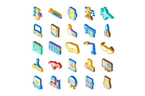 Download Collection of Isometric Craft Supplies a - Premium Resources