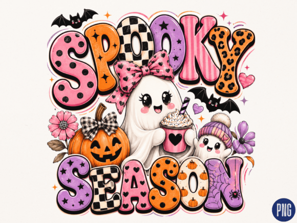 Download Cute Ghost Spooky Season Typography PNG - Season Collection